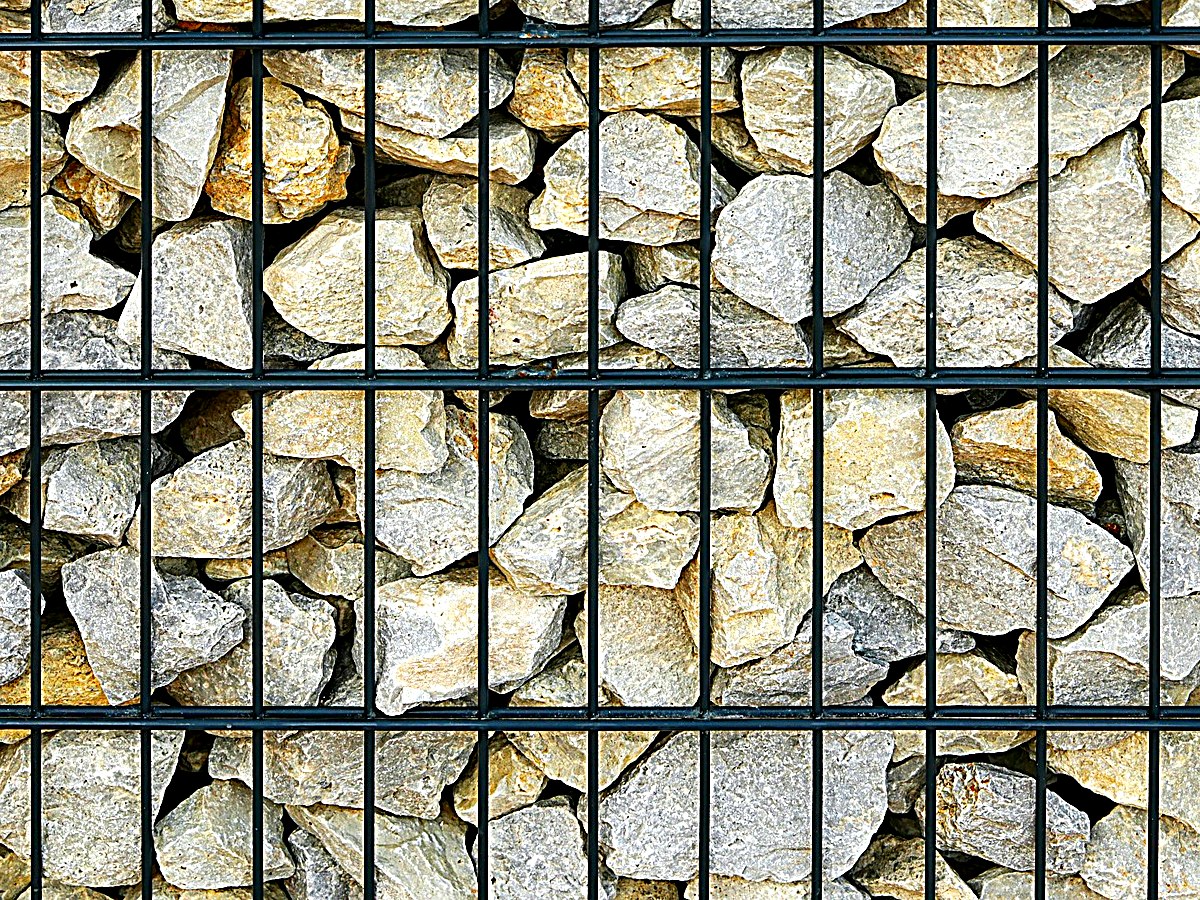 Rock-filled gabions